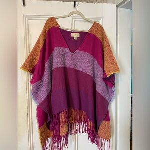 Stylish Cozy Colorful Striped Poncho with arm holes